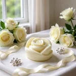 White Rose Molded Candle